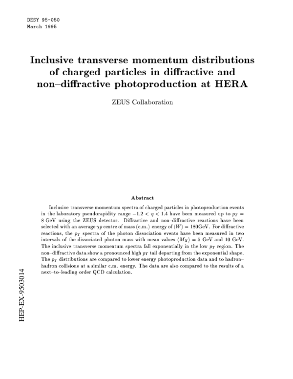 (PDF) Inclusive transverse momentum distributions of charged particles ...