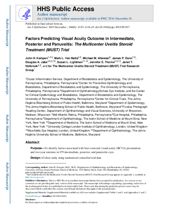 (PDF) Factors Predicting Visual Acuity Outcome in Intermediate ...
