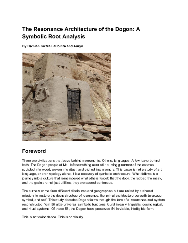 (PDF) The Resonance Architecture of the Dogon: A Symbolic Root Analysis