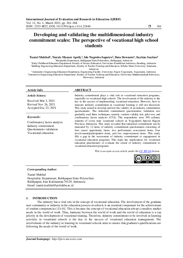 (PDF) Developing and validating the multidimensional industry ...
