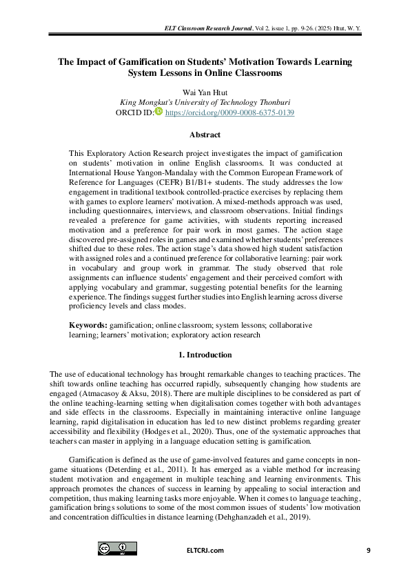 (PDF) The Impact of Gamification on Students' Motivation Towards ...