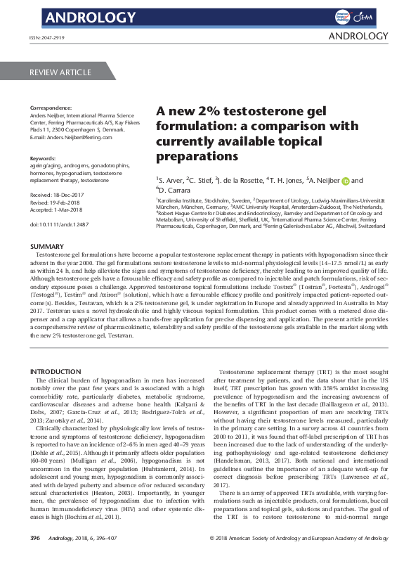 (PDF) A new 2% testosterone gel formulation: a comparison with ...