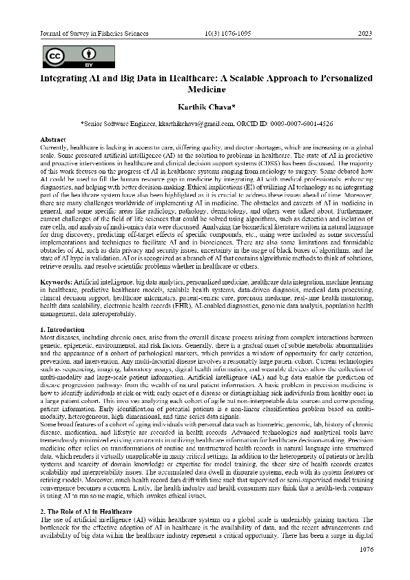 (PDF) View of Integrating AI and Big Data in Healthcare A Scalable ...