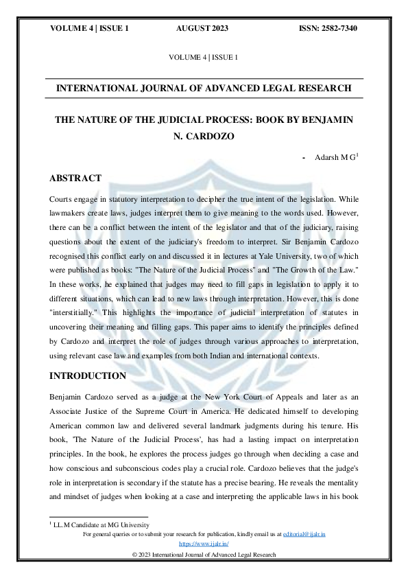 (PDF) INTERNATIONAL JOURNAL OF ADVANCED LEGAL RESEARCH THE NATURE OF ...