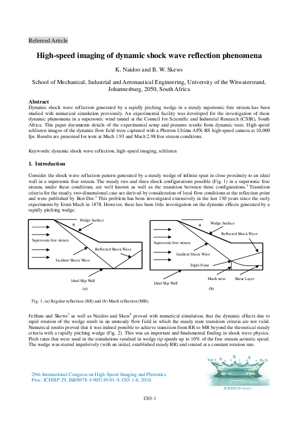 (PDF) High-speed imaging of dynamic shock wave reflection phenomena