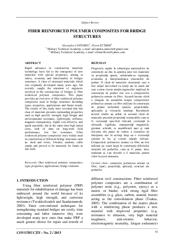 (PDF) Fiber Reinforced Polymer Composites for Bridge Structures