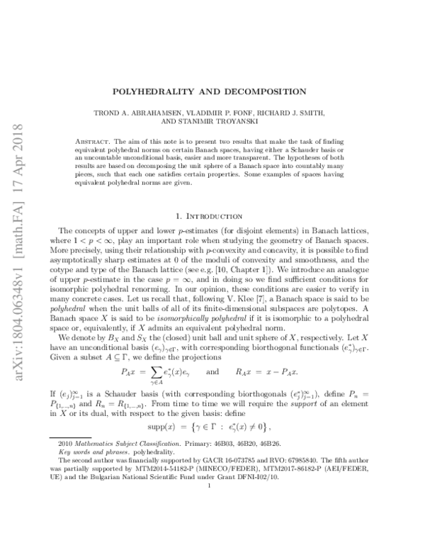 (PDF) Polyhedrality and Decomposition