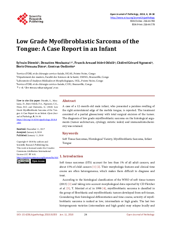 (PDF) Low Grade Myofibroblastic Sarcoma of the Tongue: A Case Report in ...