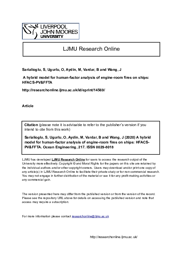 (PDF) A hybrid model for human-factor analysis of engine-room fires on ...