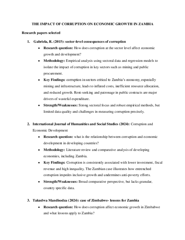 (PDF) THE IMPACT OF CORRUPTION ON ECONOMIC GROWTH IN ZAMBIA: Literature ...