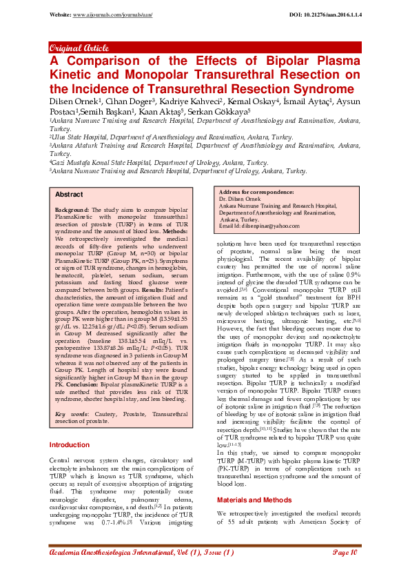 (PDF) A Comparison of the Effects of Bipolar Plasma Kinetic and ...