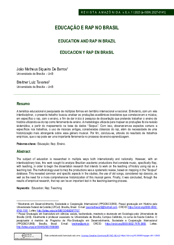 (PDF) Educação e rap no Brasil