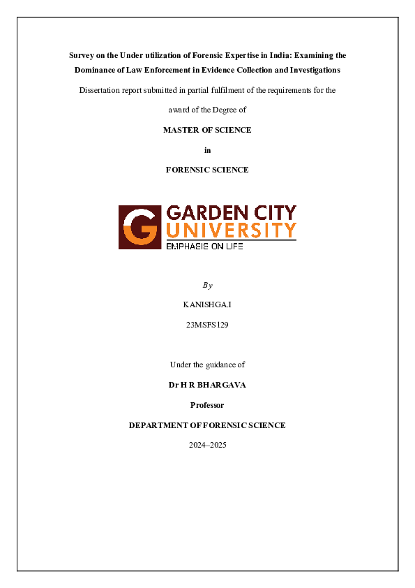 (PDF) Survey on the Under utilization of Forensic Expertise in India ...