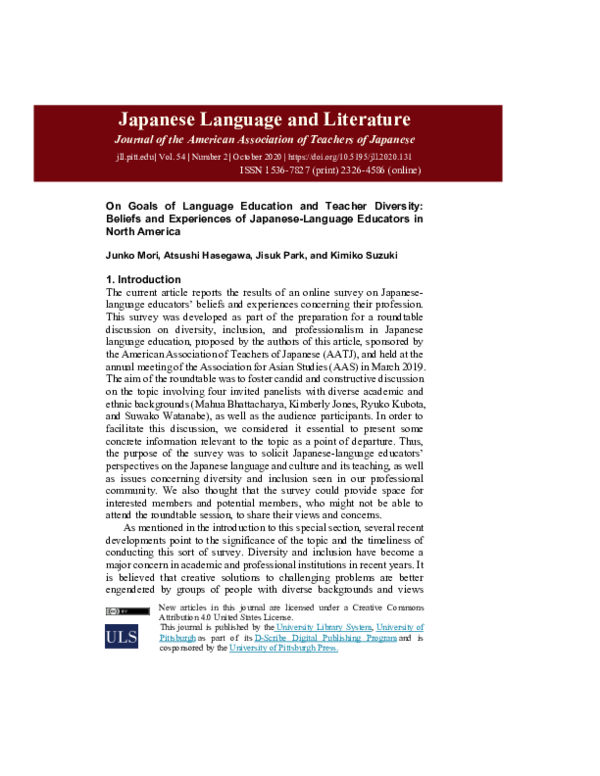 (PDF) On Goals of Language Education and Teacher Diversity: Beliefs and ...