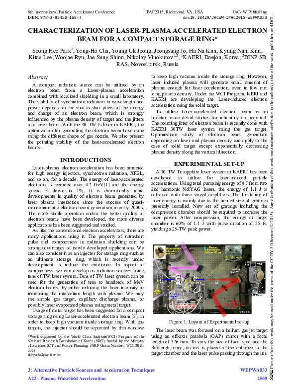 (PDF) Characterization of Laser-plasma Accelerated Electron Beam for a ...