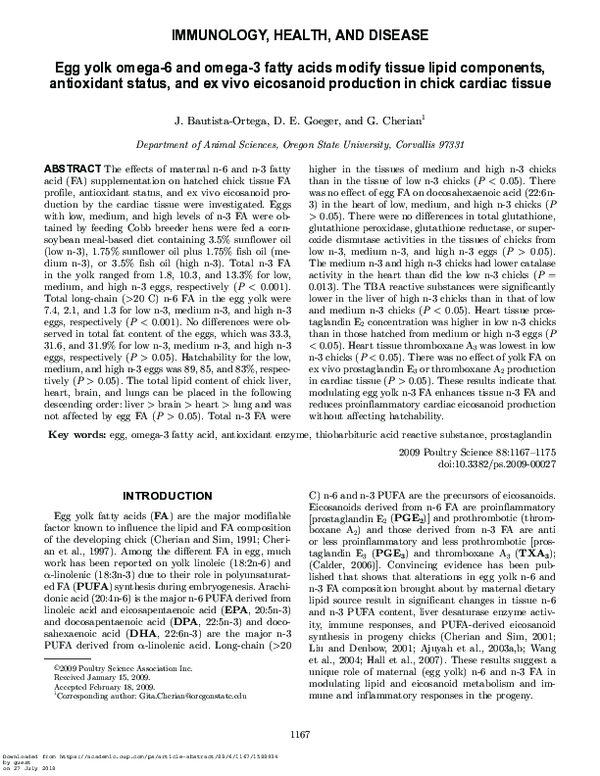 (PDF) Egg yolk omega-6 and omega-3 fatty acids modify tissue lipid ...