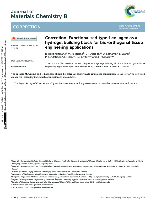 (PDF) Correction: Functionalised type-I collagen as a hydrogel building ...