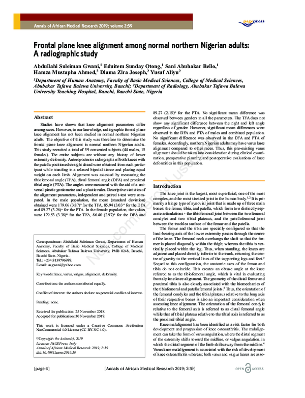 (PDF) Frontal plane knee alignment among normal northern Nigerian ...