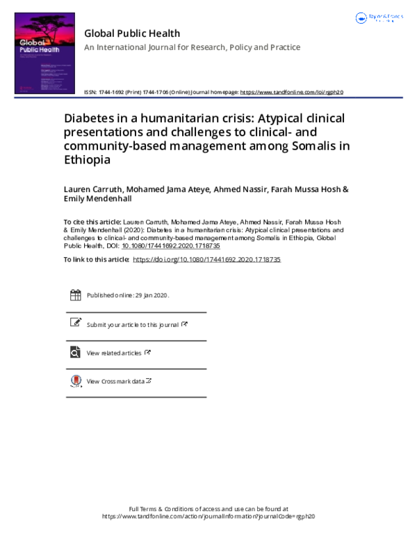 (PDF) Diabetes in a humanitarian crisis: Atypical clinical ...