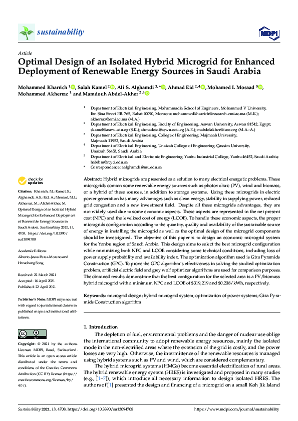 (PDF) Optimal Design of an Isolated Hybrid Microgrid for Enhanced ...