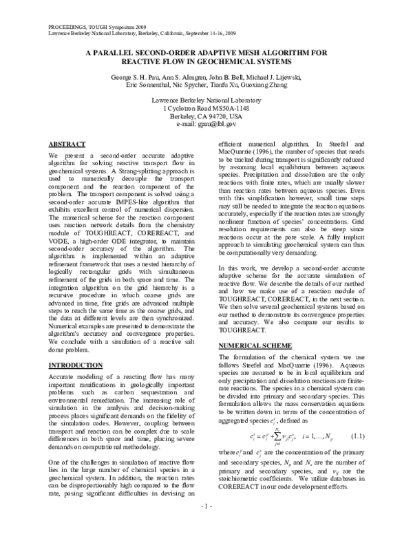 (PDF) A Parallel Second-Order Adaptive Mesh Algorithm for Reactive Flow ...