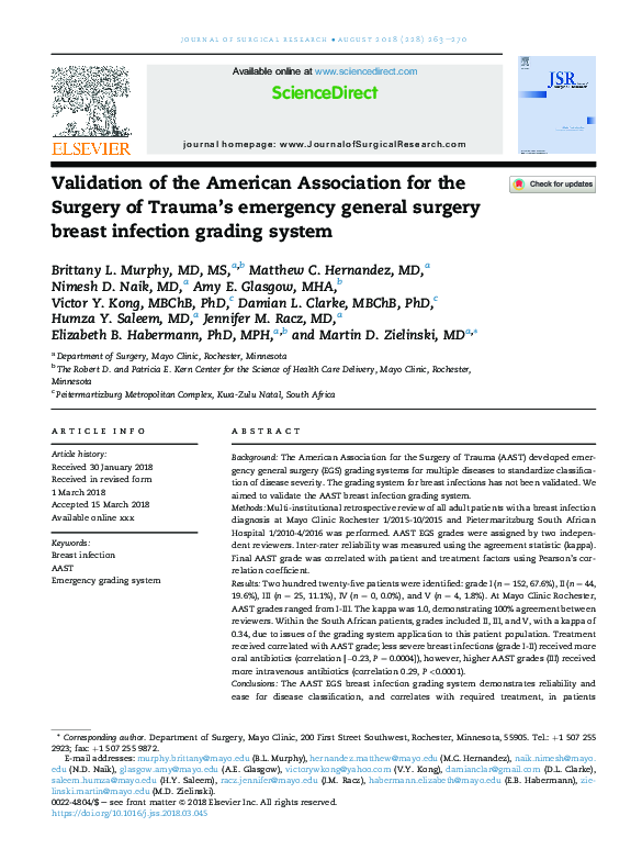(PDF) Validation of the American Association for the Surgery of Trauma ...