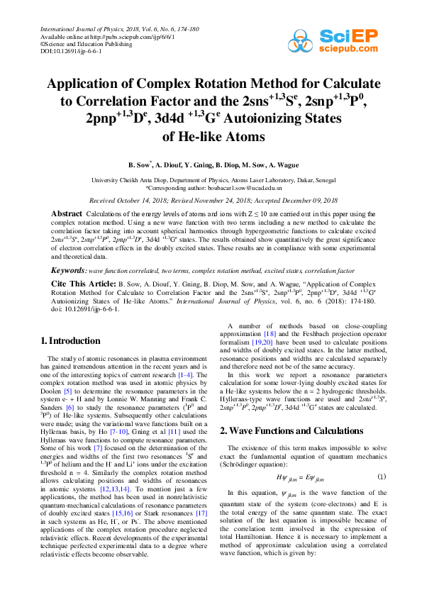 (PDF) Application of Complex Rotation Method for Calculate to ...