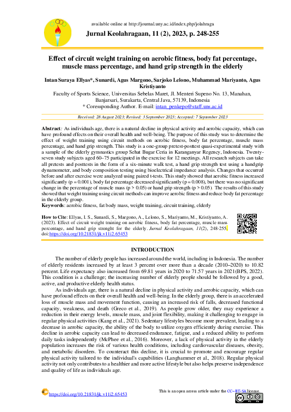 (PDF) Effect of circuit weight training on aerobic fitness, body fat ...