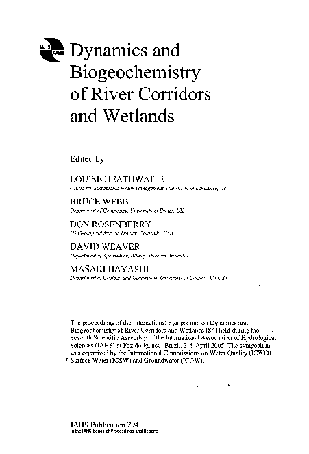(PDF) Dynamics and Biogeochemistry of River Corridors and Wetlands