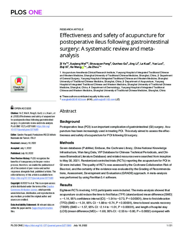 (PDF) Effectiveness and safety of acupuncture for postoperative ileus ...