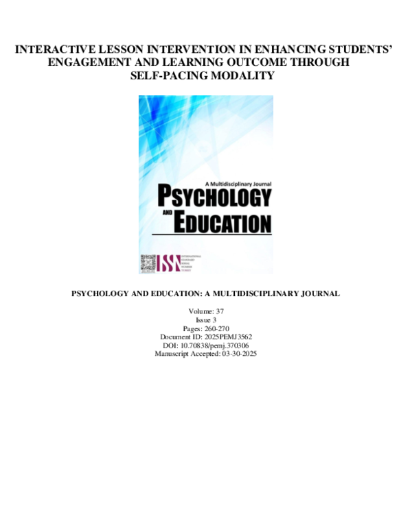 (PDF) Interactive Lesson Intervention in Enhancing Students’ Engagement ...