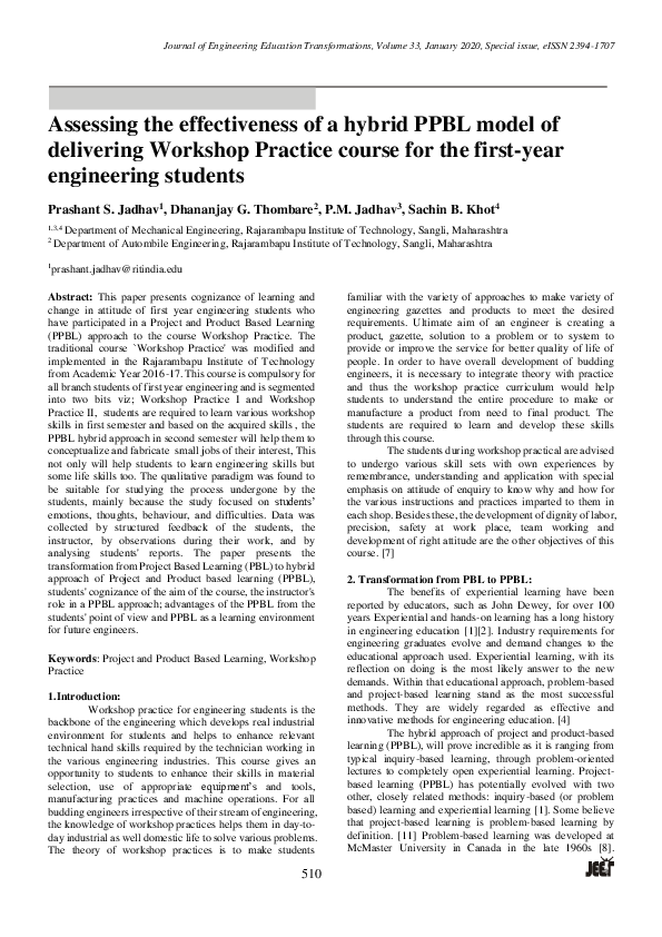 (PDF) Assessing the Effectiveness of a Hybrid PPBL Model of Delivering ...