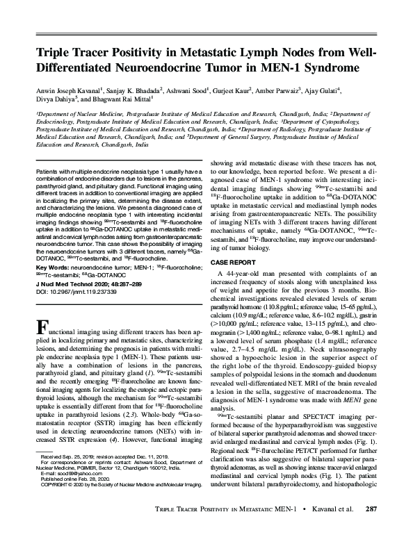 (PDF) Triple Tracer Positivity in Metastatic Lymph Nodes from Well ...