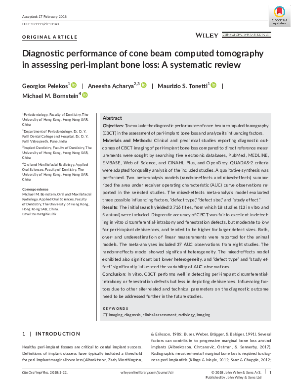 (PDF) Diagnostic performance of cone beam computed tomography in ...