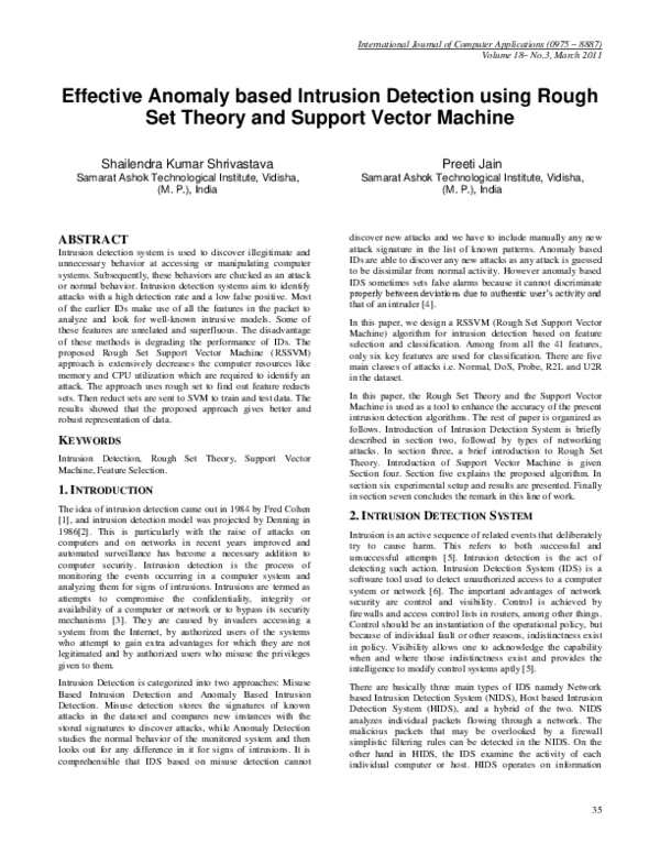 (PDF) Effective Anomaly based Intrusion Detection using Rough Set ...