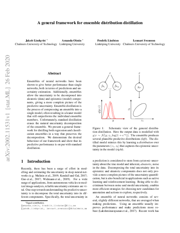 (PDF) A general framework for ensemble distribution distillation ...