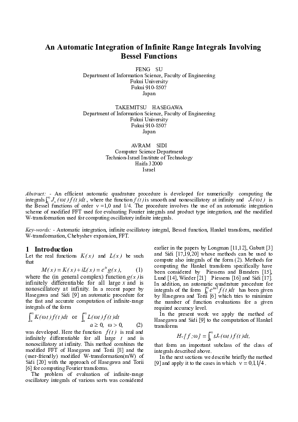 (PDF) An automatic integration of infinite range integrals involving ...
