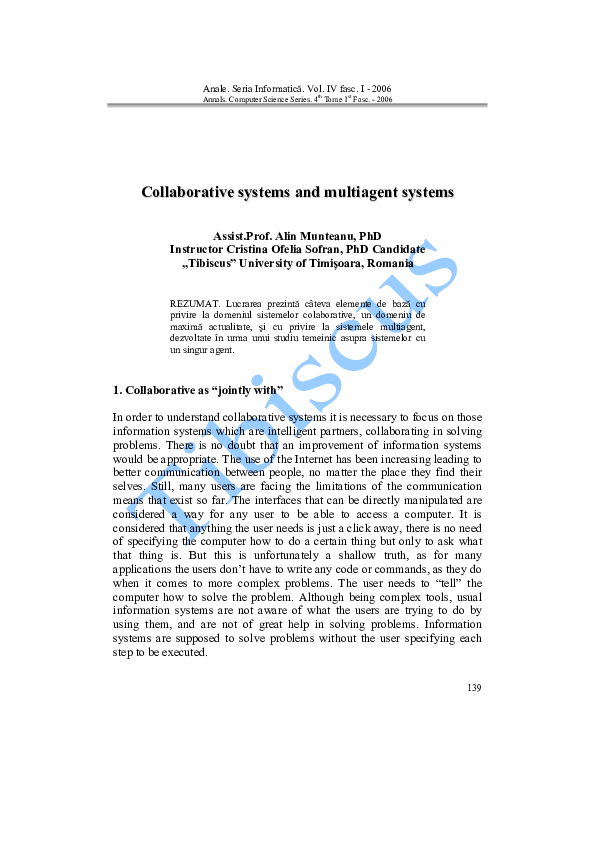 (PDF) Collaborative systems and multi-agent systems