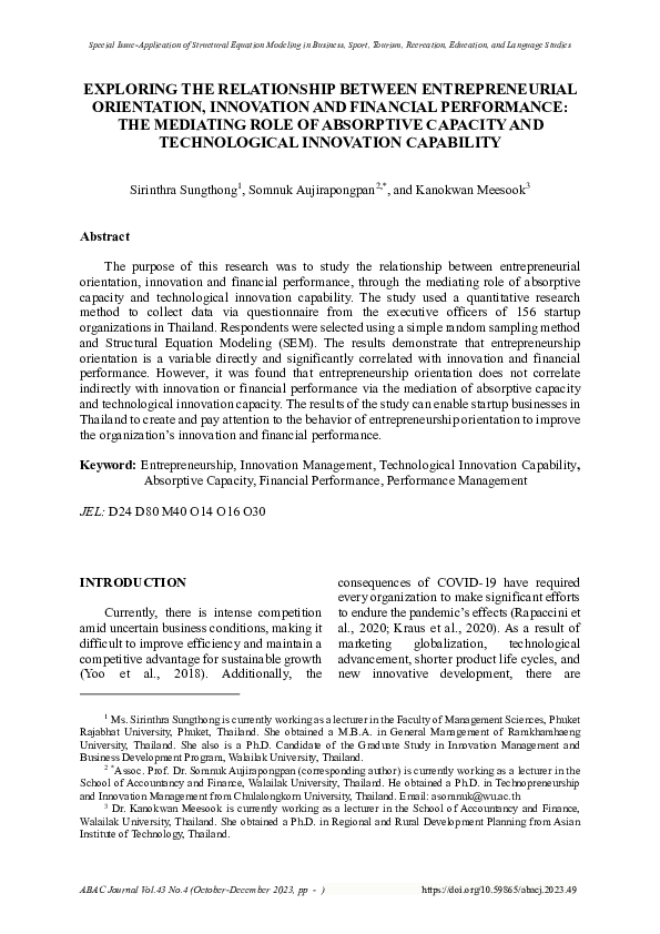 (PDF) Exploring the Relationship Between Entrepreneurial Orientation ...