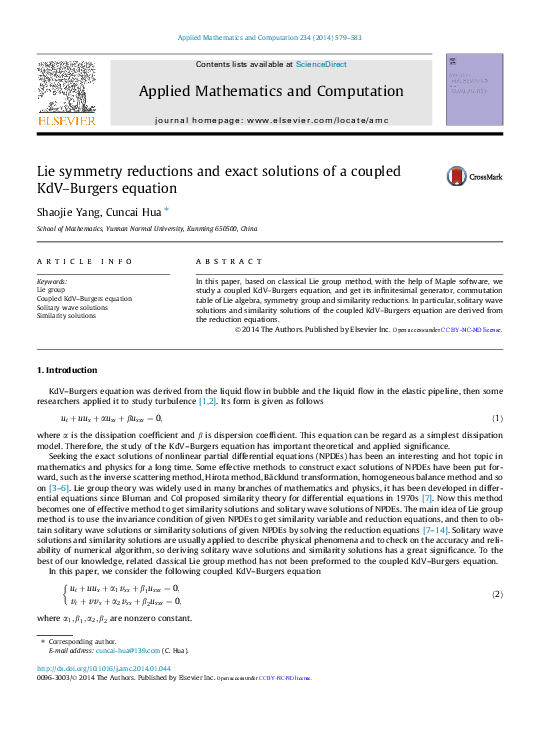 (PDF) Lie symmetry reductions and exact solutions of a coupled KdV ...