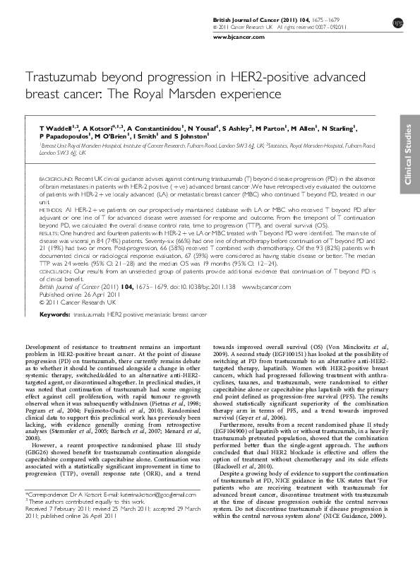 (PDF) Trastuzumab beyond progression in HER2-positive advanced breast ...