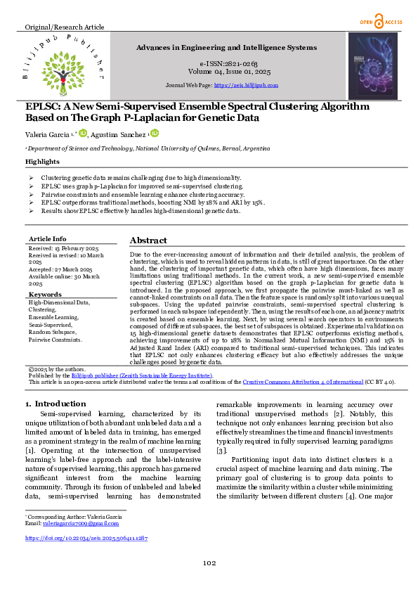 (PDF) EPLSC: A New Semi-Supervised Ensemble Spectral Clustering ...