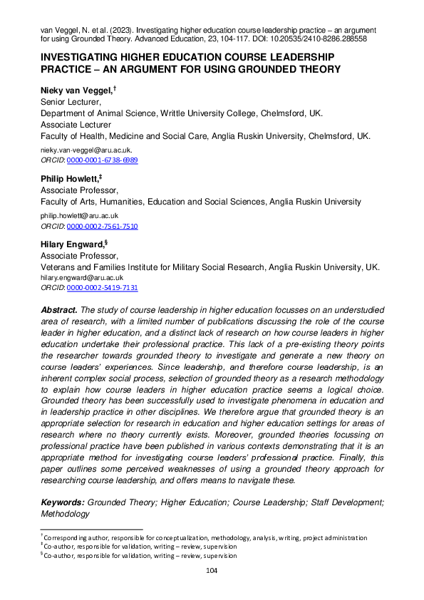 (PDF) Investigating Higher Education Course Leadership Practice – an ...