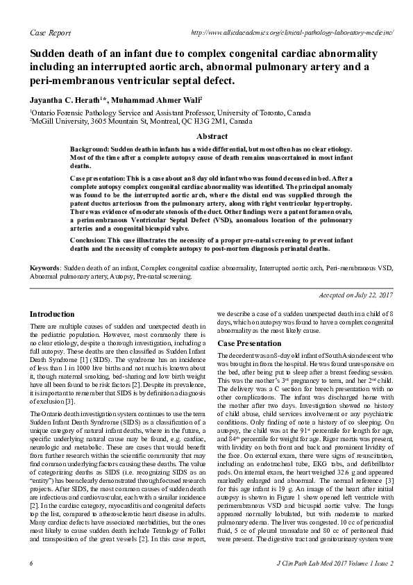 (PDF) Sudden death of an infant due to complex congenital cardiac ...