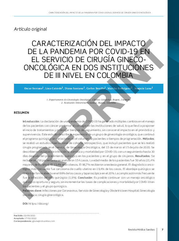 (PDF) Caracterización del impacto de la pandemia por Covid- 19 en el ...