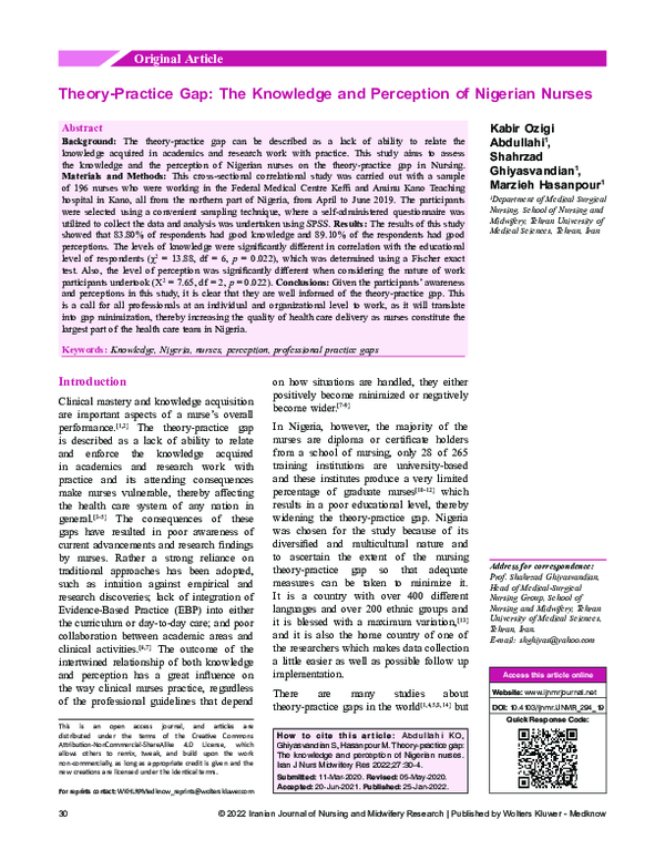 (PDF) Theory practice gap the knowledge and perception.5 (1)