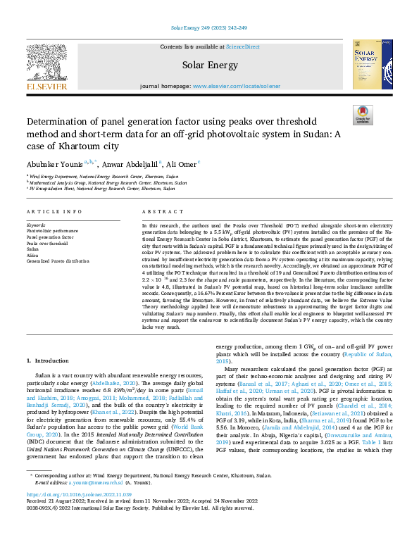 (PDF) Determination of panel generation factor using peaks over ...