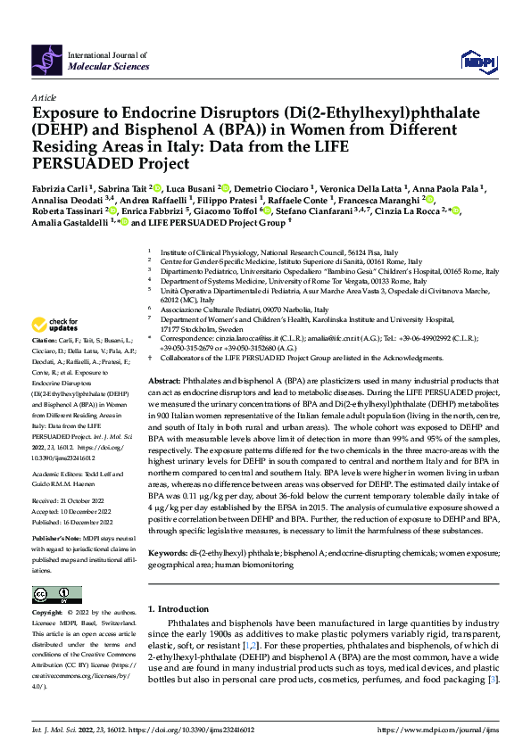 (PDF) Exposure to Endocrine Disruptors (Di(2-Ethylhexyl)phthalate (DEHP ...