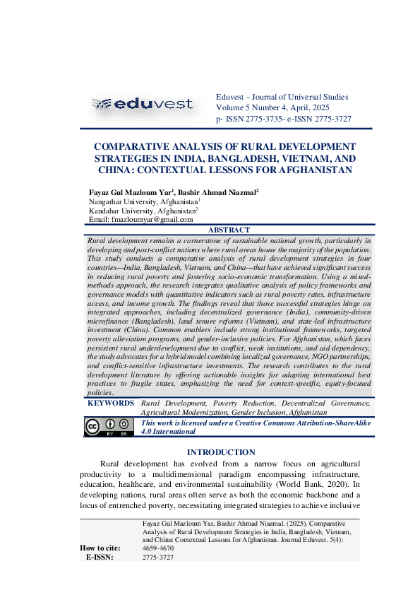 (PDF) COMPARATIVE ANALYSIS OF RURAL DEVELOPMENT STRATEGIES IN INDIA ...
