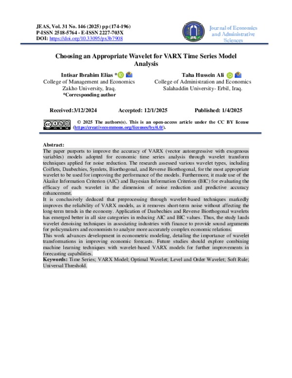(PDF) Choosing an Appropriate Wavelet for VARX Time Series Model Analysis
